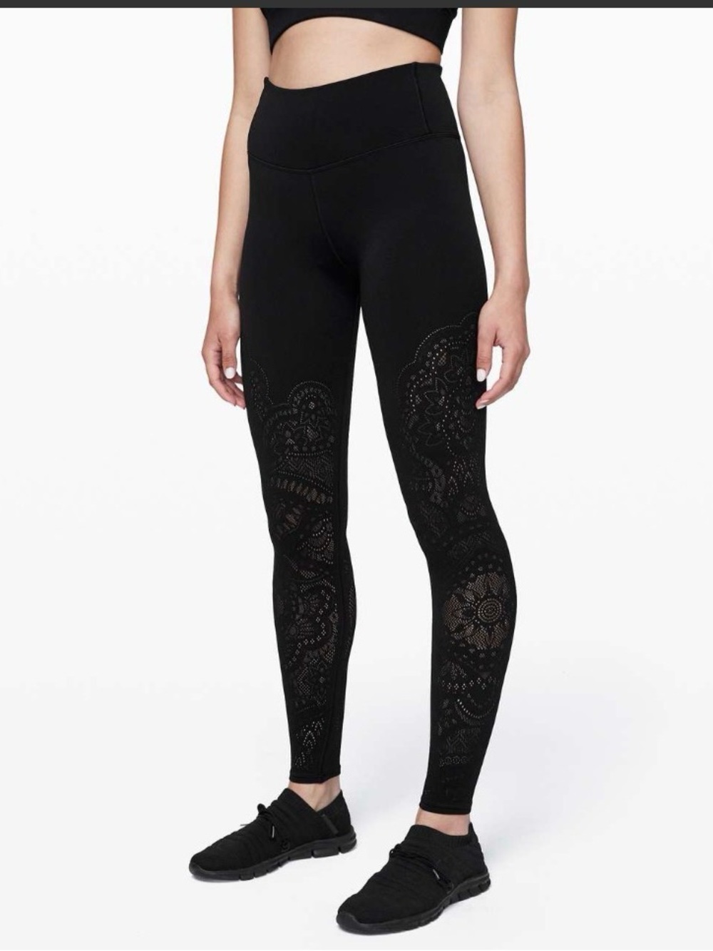 Lululemon Reveal Tight *Zen Expression Black High Rise Lace Tights Leggings 4 - Picture 3 of 11